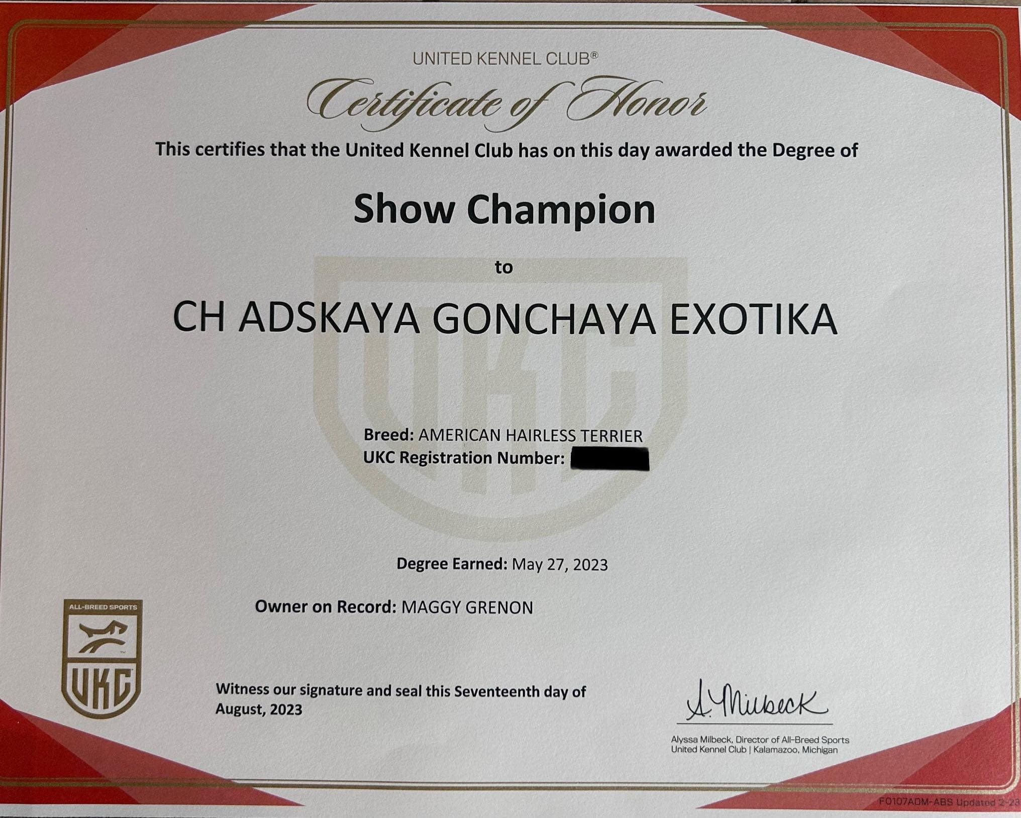 Exotika – certificat et honneur 1