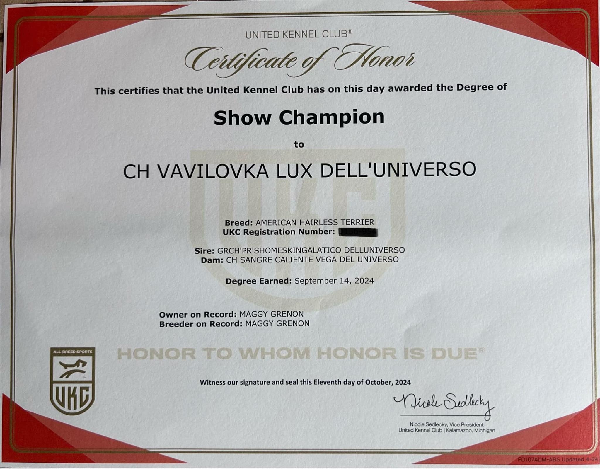 Lux – certificat et honneur 1